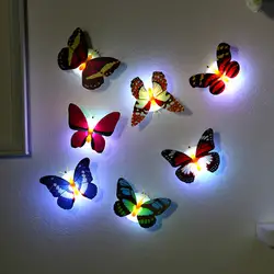 Романтический светодиодный ночной Светильник для создания уютной атмосферы лампа Красочные бабочки крытый свет с Вакуумная присоска дома