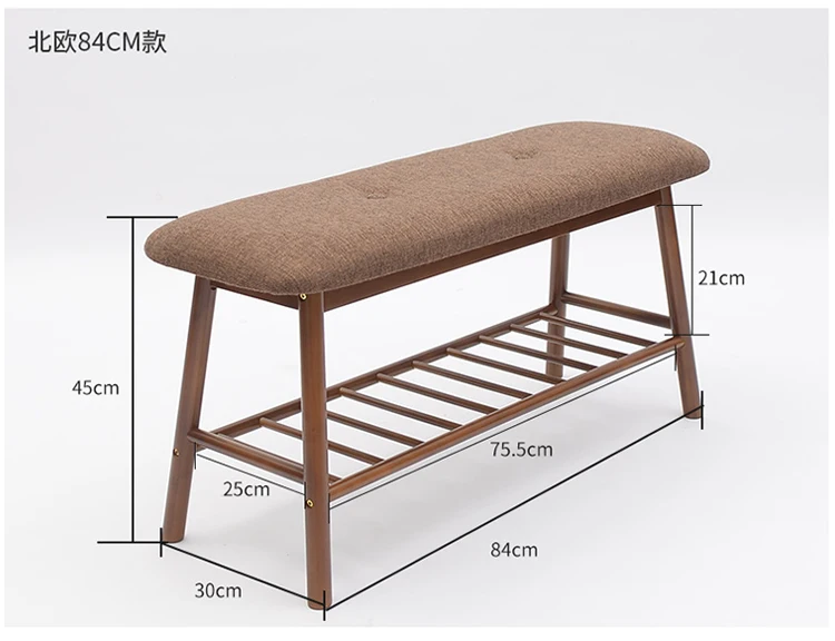 Твердая древесина обувь скамейка Европейская Современная минималистская обувь стойка табурет ткань кровать хвост туалетный табурет спальня скамейка маленький табурет