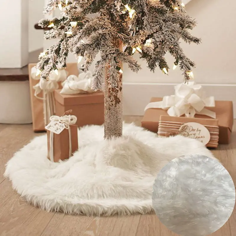 

Luxury White Christmas Tree Skirt for Home Christmas Tree Skirts Decorations for New Year Blanket