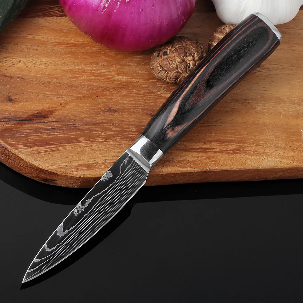 XITUO бритвы острые кухонные ножи для очистки овощей утилита Santoku нарезки шеф-повара Дамасские вены Paka деревянной ручкой из нержавеющей стали поварской нож