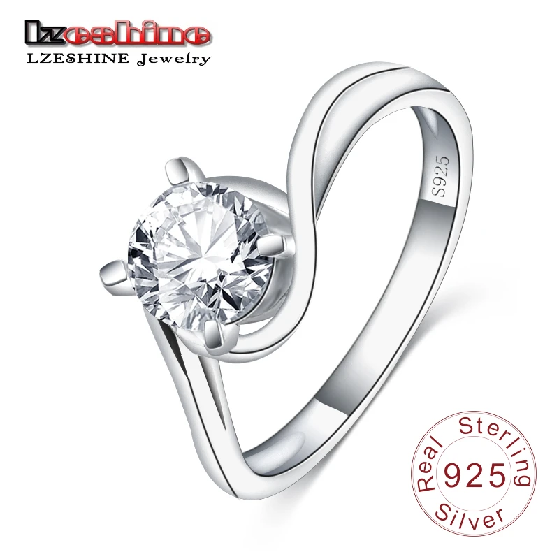 

LZESHINE 100% 925 Sterling Silver Ring Jewelry Have S925 Stamp AAA Zirconia Wedding Rings for Women Size 6 7 8 9 SRI0050