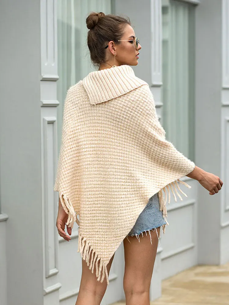HEE GRAND новые женские обертывания модные плащи с кисточками осенний вязаный короткий рукав пуловеры с отложным воротником свитера WZL1502