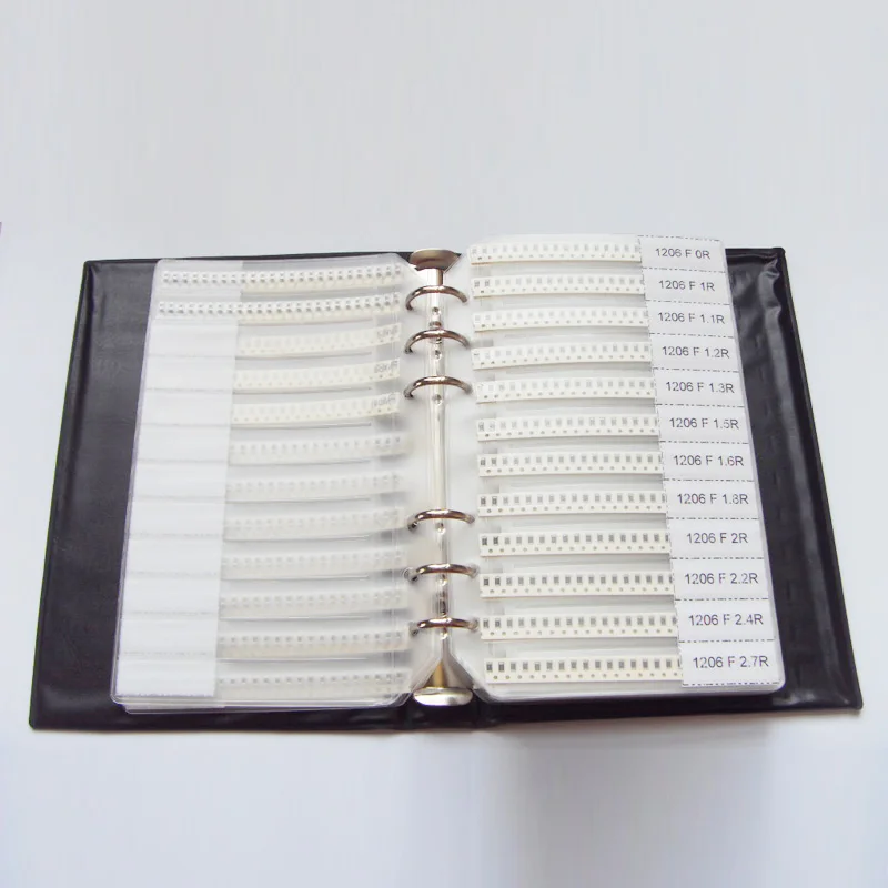 1206 SMD Resistor 0R~10M 1% 170valuesx25pcs=4250pcs + Capacitor 38valuesX25pcs=950pcs 10PF~22uF Sample Book