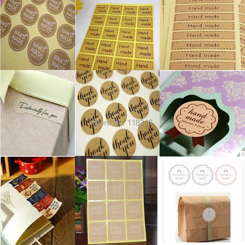 (24 Styles) 10 Sheets/Pack DIY Scrapbooking Sealing Stickers Kraft Paper Labels Hand made Envelopes Wedding Party Decoration