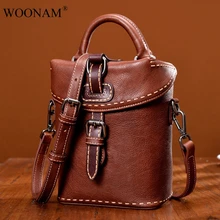 WOONAM женская модная сумка ручной работы винтажная натуральная телячья кожа мини-сумка через плечо WB447