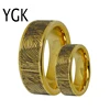 Men's Unique Tungsten Golden Wedding Couples Rings Engagement Rings For Women Fingerprint Engraved Design Female Male Ring ► Photo 2/2