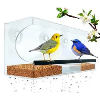

AsyPets Transparent Acrylic Hanging Feed Box Cage for Small Birds Parrot