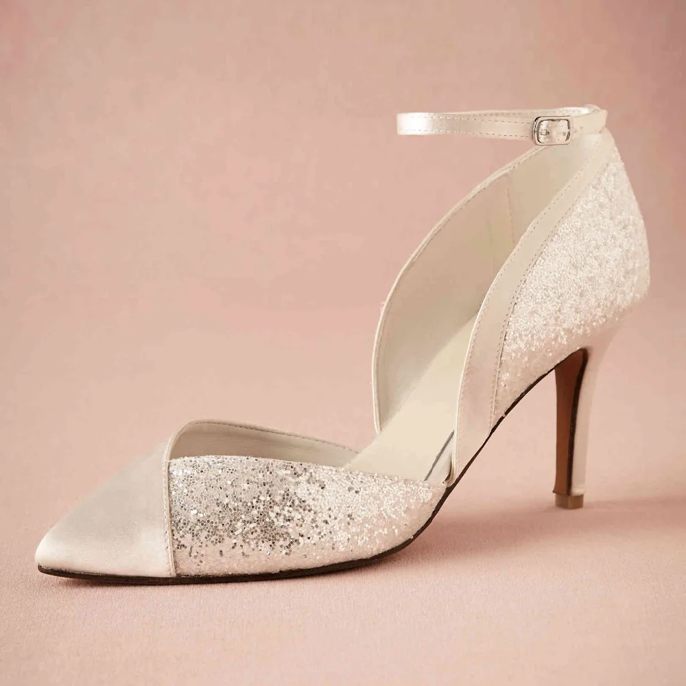 Real White Dress Pumps Ankle Strap Thin High Heels Shoes For font b Women b font