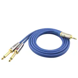 Премиум аудио кабель Mini Jack 3,5 мм до 2 6,35 мм 1/4 "TS Jack усилитель микшерный пульт OFC 3,5 кабель позолоченный