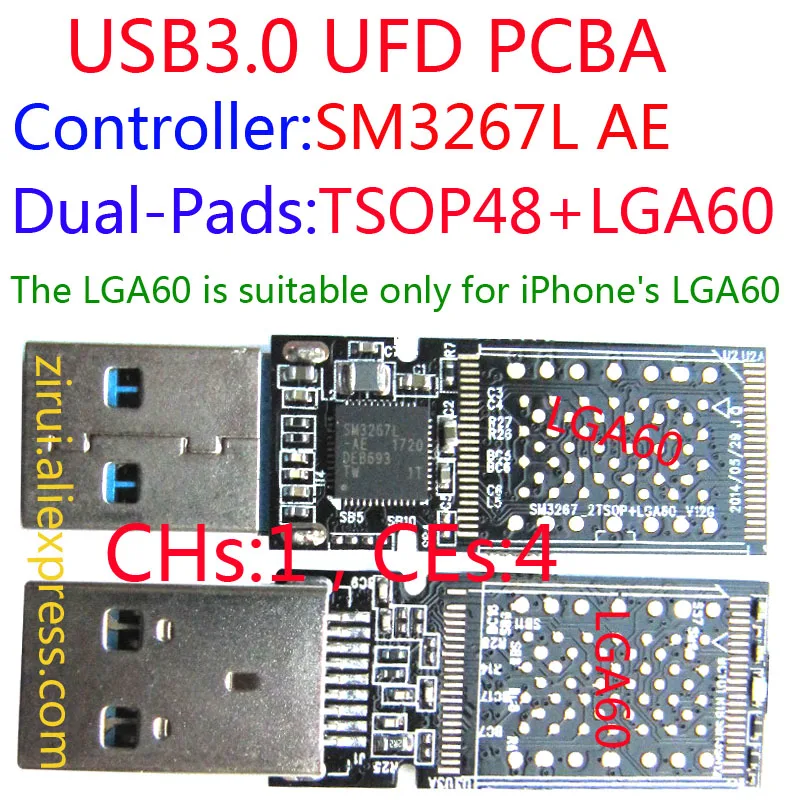 SM3267L AE UFD PCBA, 3267AE USB3.0 флэш-накопитель PCBA, DIY Набор udf, TSOP48+ LGA60 специальная накладка, только для некоторых iPhone LGA60 E2NAND