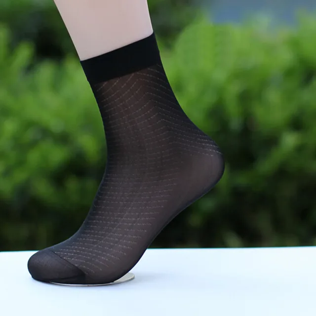 Hot Mens Dress Socks Breathable Nylon Sheer Solid Thin Stockings Ankle