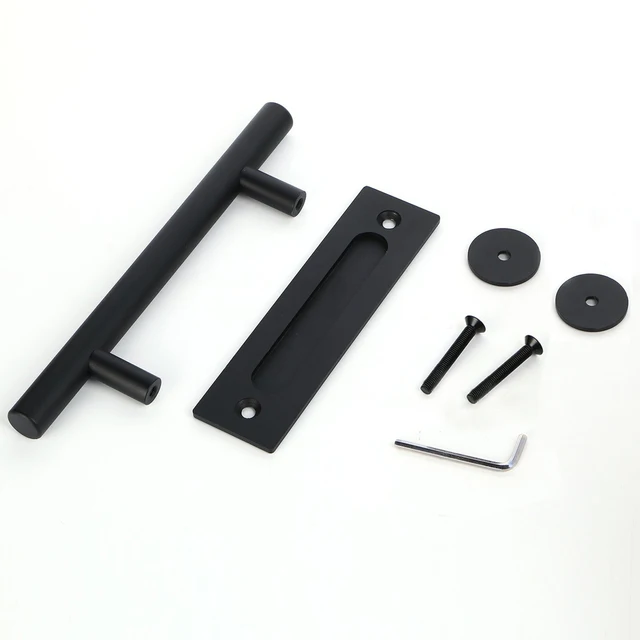 Lwzh Pull And Flush Door Handle Set For Sliding Wooden Doors Lwzh Pull And Flush Door Handle Set For Sliding Wooden Doors Hardware Black Closet Gate Cabinet 304mm