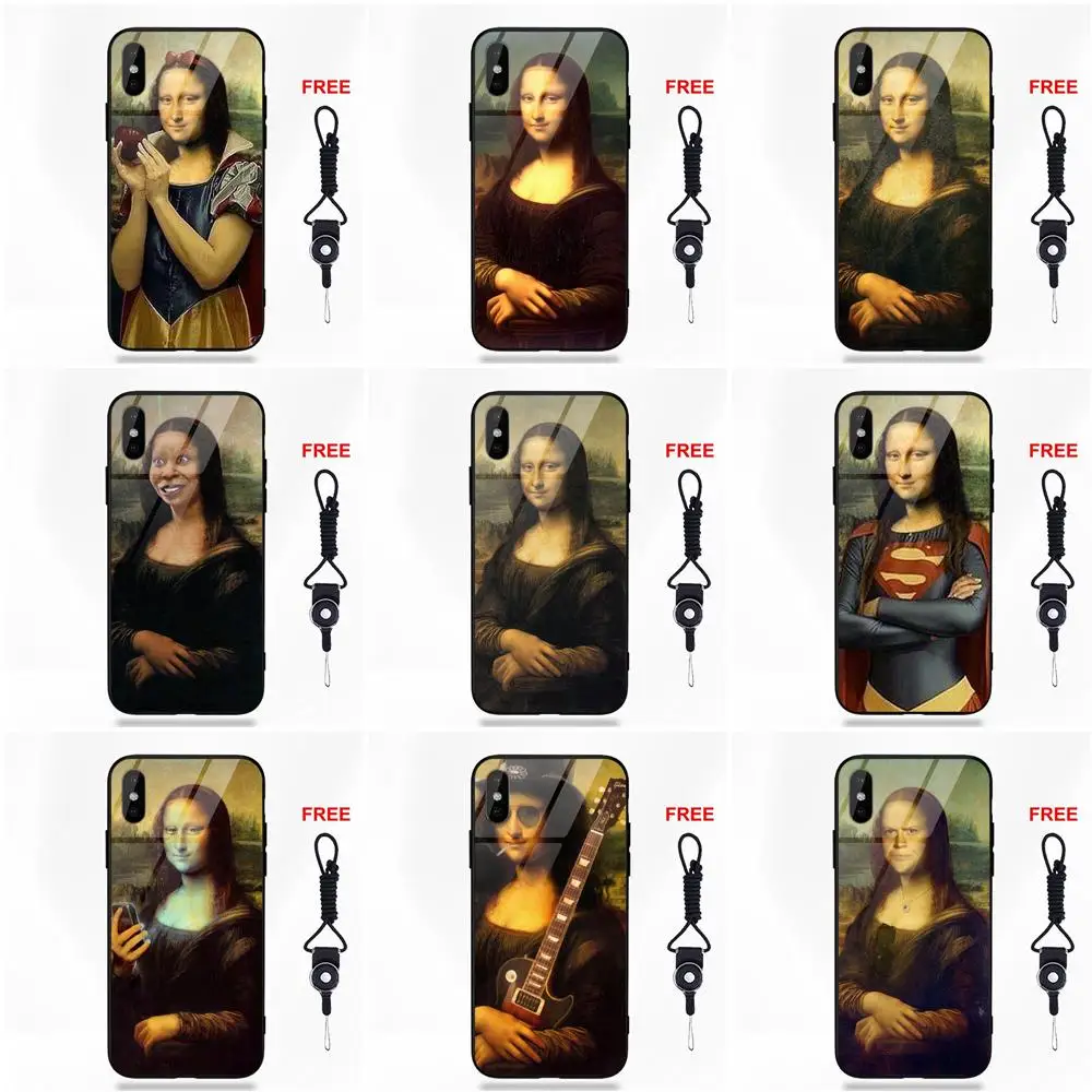 

For Apple iPhone X XS Max XR 5 5C 5S SE 6 6S 7 8 Plus Thin Silicone TPU Frame Tempered Glass Cell Nicholas Cage Monalisa
