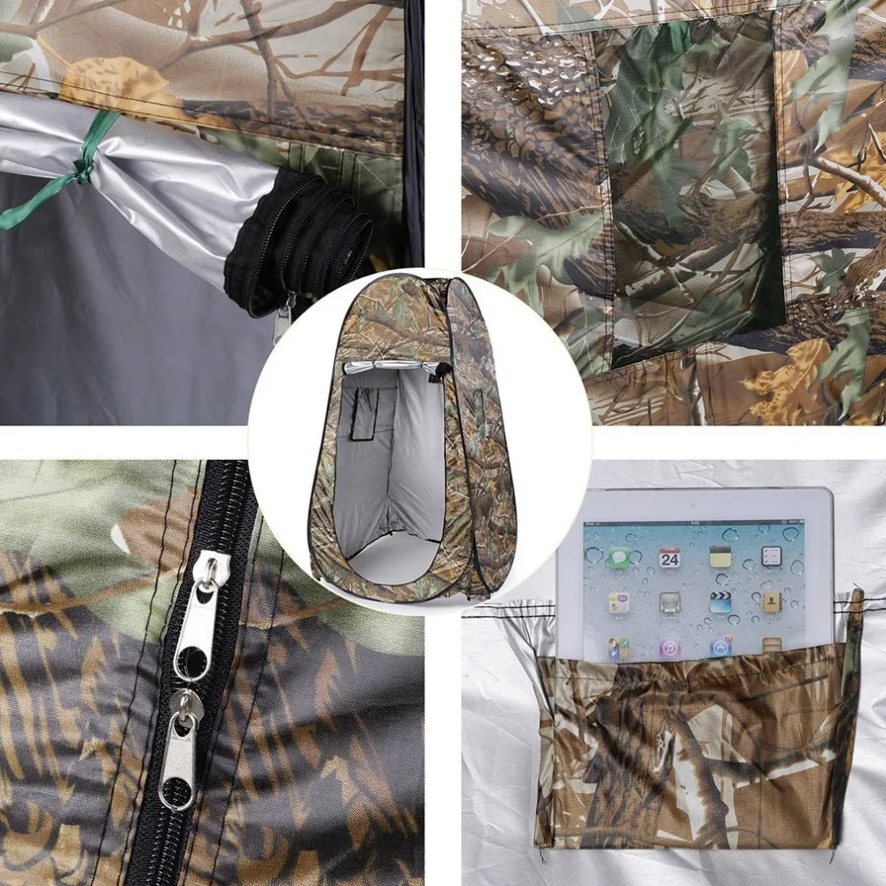 

Portable Outdoor Waterproof Easy Open 180T Tent Camping Beach Shower Changing Room Foldable With Bag Camouflage