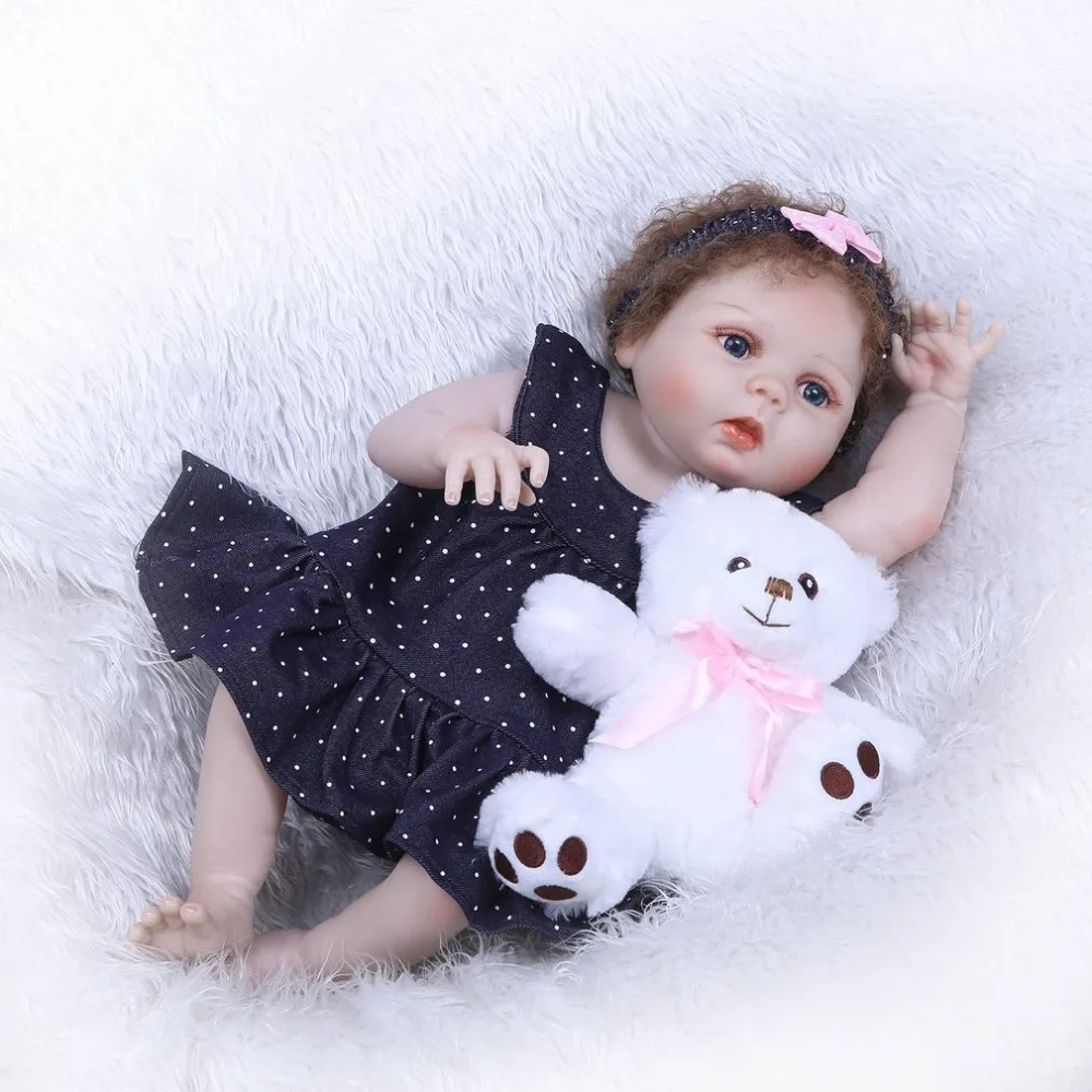 

55/56CM Kawaii Lifelike Silicone Reborn Baby Girls Newborn Baby Dolls Infant Clothes Truly Kids Playmates Best Gift