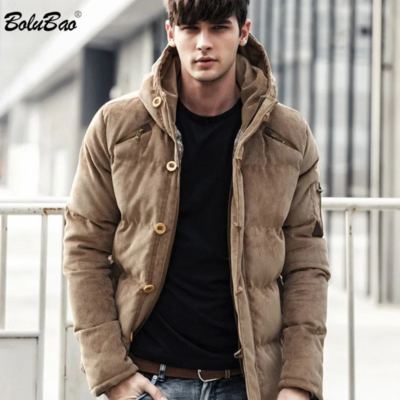 

BOLUBAO New Arrival Men Warm Parkas 2019 Winter Male Casual Parka Solid Color Coat Mens Thick Parkas Coats