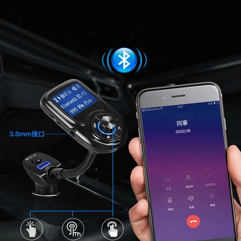 

Thbelieve 2 PCS Car Charging Bluetooth Car Charger Free Call Music Player Auto Charge Dual USB Mini Car-Chargers Drop Shipping