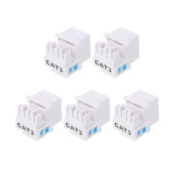 

5Pcs Tool-free Telephone Module RJ11 Network CAT3 Voice Module Gold-plated Adapter Telephone Extender Keystone
