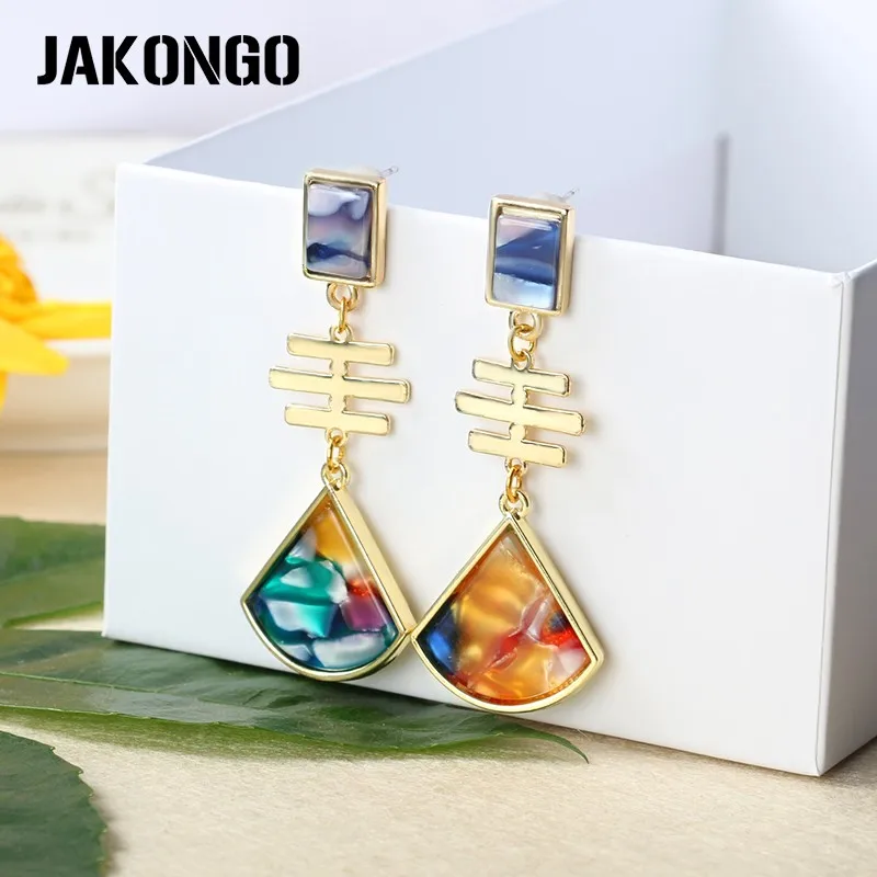 

JAKONGO 2019 New Arrival Gold Color Colorful Stone Crystal Water Drop Long Dangle Fahion Earrings for Women Mother Gift