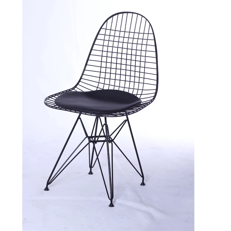 Проволочный стул минималистичный Современный модный стул из обеденного гарнитура металлические стулья с порошковым покрытием PU Подушка 2 шт