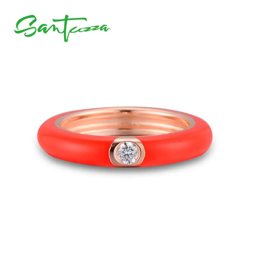 SANTUZZA, 925 пробы, серебряные кольца для женщин, цветные, эмалированные, стекируемые кольца вечности, кольца золотого цвета, хорошее ювелирное изделие ручной работы
