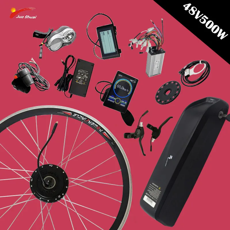 

48V500W Electric Bike Conversion Kit Rear Wheel Samsung/LG 48V Battery Brushless Gear Motor for 26"700C ebike bicicleta eléctr