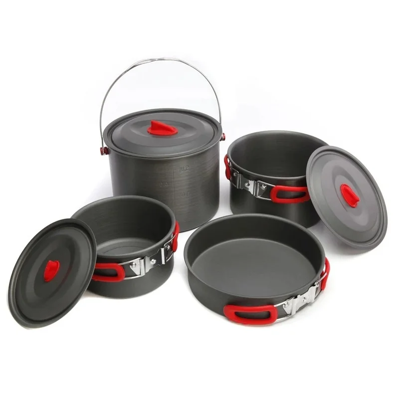 7 piezas portátil al aire libre Camping senderismo Picnic utensilios de cocina olla Pan Cocina