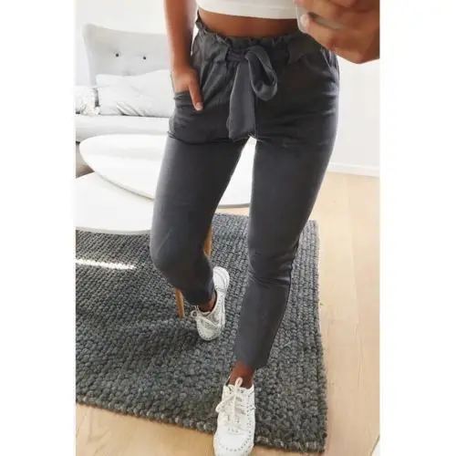 

Ladies Striped Casual Chffion Harem Pants New Women Comfy Elastic Waist Full Length Trousers