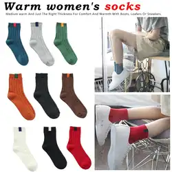 Осень-зима, стильные рождественские носки, женские, счастливые носки с биркой, Calcetines Meias, теплые женские носки, полосатые 3D носки