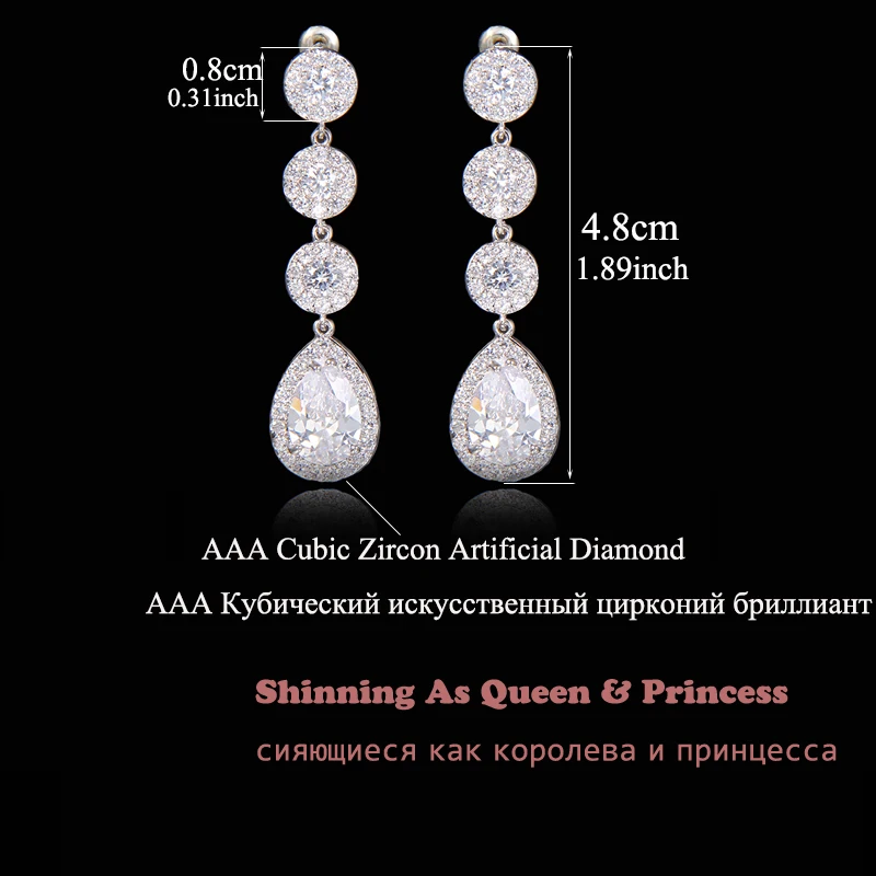 Gift 2017 Top CZ Paved Sweet Dangle Drop Earrings For Women Classic Wedding Jewelry Party Fashion Jewelry AE194