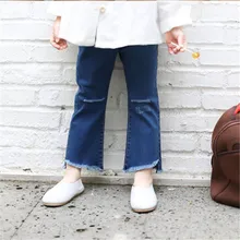 Штаны для девочек леггинсы Детская одежда worlde вид модные детские джинсы высокого качества для девочек расклешенные джинсовые брюки одежда