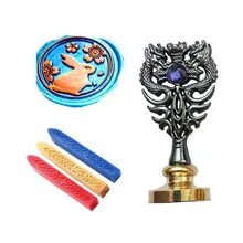 Подпись индивидуальная восковая печать комплект печатей кролик Сакура цветок металлический Дракон ручка Винтаж Свадебные приглашения(дракон черный