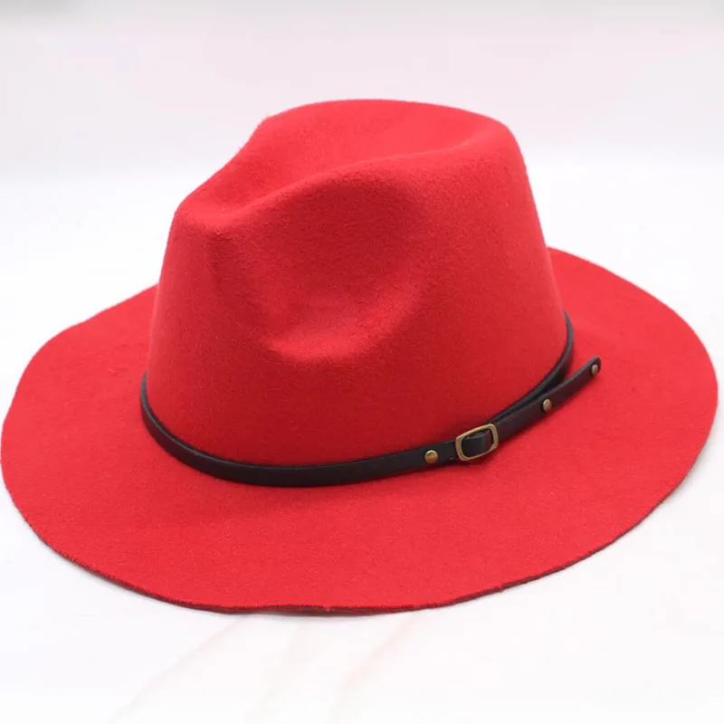 BINGYUANHAOXUAN высококачественные шерстяные мягкие шляпы классический модный пояс широкий джазования с полями шапки для мужчин и женщин шерстяная фетровая шляпа