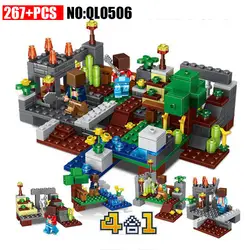 Aiboully 267 шт. 4 в 1 город группы мой мир Minecraft Building Block Стив Алекс Скелет цифры кирпичи развивающие игрушки