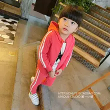 Новые весенние детские спортивные костюмы для девочек и мальчиков куртка с капюшоном+ спортивные штаны Детский комплект для отдыха 3 цвета хорошего качества 1603