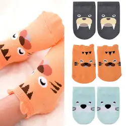 Новые Противоскользящие хлопковые пинетки унисекс с рисунком животных для маленьких мальчиков и девочек носки для детей от 1 до 4 лет