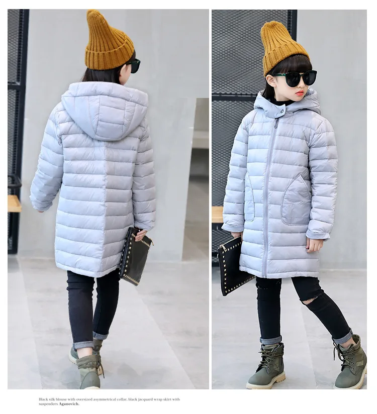 hooded children thick down coat winter 2017 long warm jacket for girls kids coats for little big girl outerwear clothing 8 10 12 years  (4)