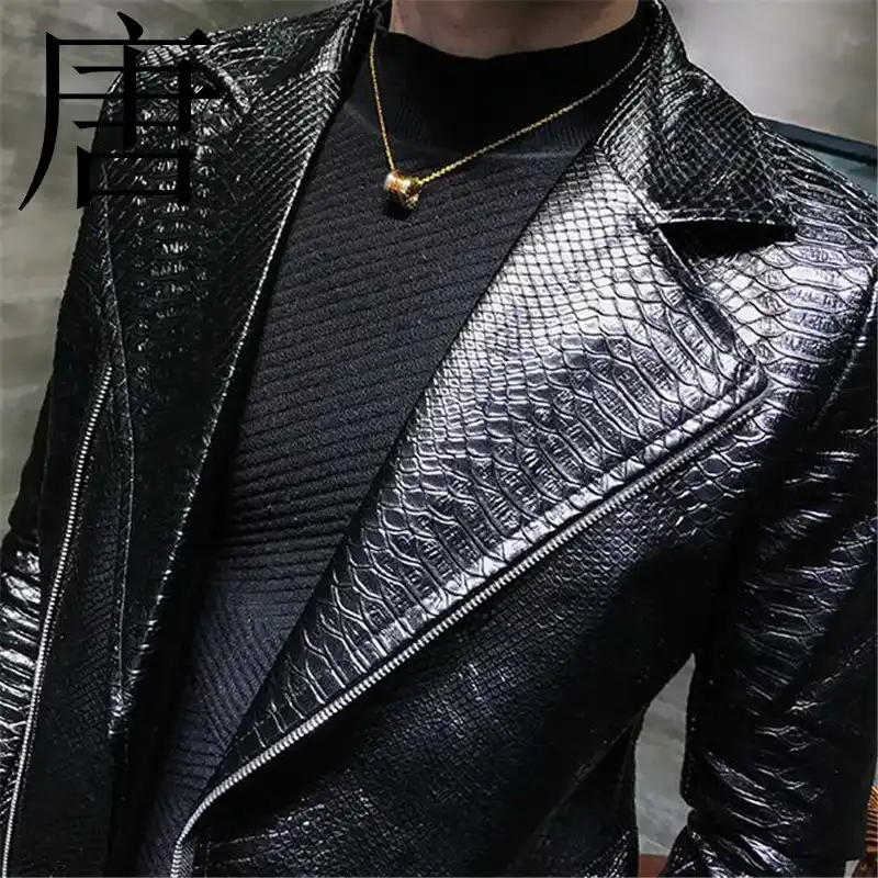 jaqueta de couro de jacaré