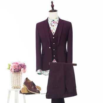 

High Quality Groom Tuxedo 13 Styles Groomsmen Notch Lapel Wedding/Dinner Suits Best Man Bridegroom (Jacket+Pants+Vest)B363