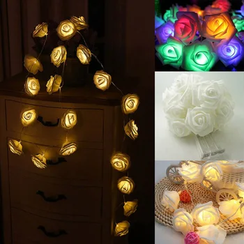 

3/1M 20/9 Roses Flower Garland LED Christmas Holiday String Lights Valentine Wedding Party Decoration Economic Battery Lights