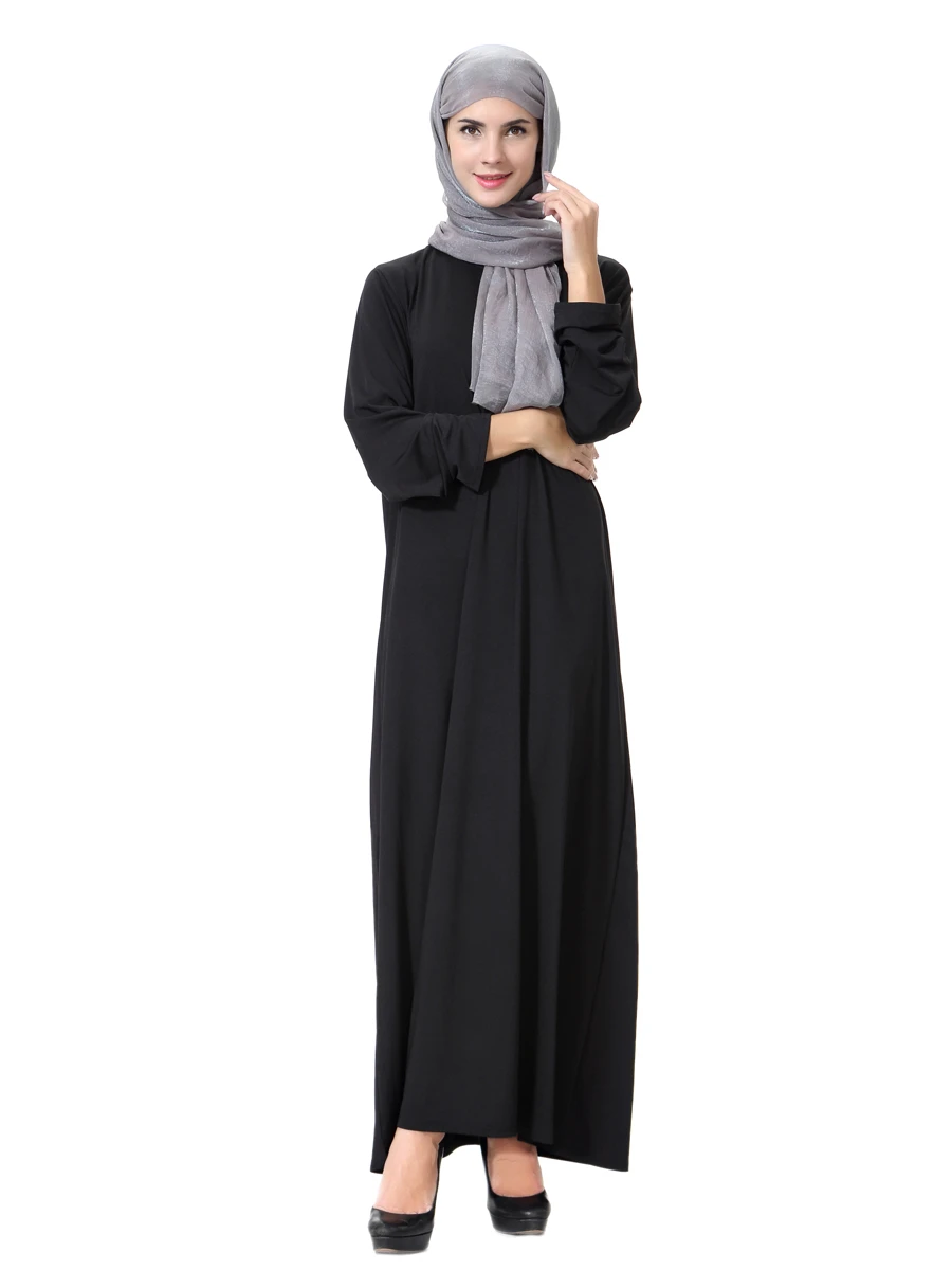 Ondoorzichtig ondergeschikt Dapper Moslim vrouwen jurk islamitische kleding lange mouw Arabische Gewaad Midden  oosten Kleding Ronde kraag islam caftan zwart Gewaad TH905|Islamitische  Kleding| - AliExpress