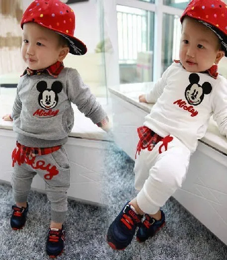 Spring cotton Mickey minni Toddlers Children Baby Boys Girls Autumn 2 Pcs Clothing Set Suit Pattern T-Shirt+Pants Sets | Детская одежда
