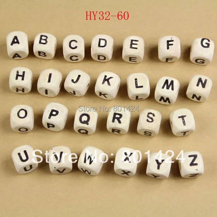 

100pcs Mixed Wooden Letter/ Alphabet Beads Letter "A-z" Cube Beads Size 10x10mm& 8x8mm For Kid Craft Project Jewelry 32-60