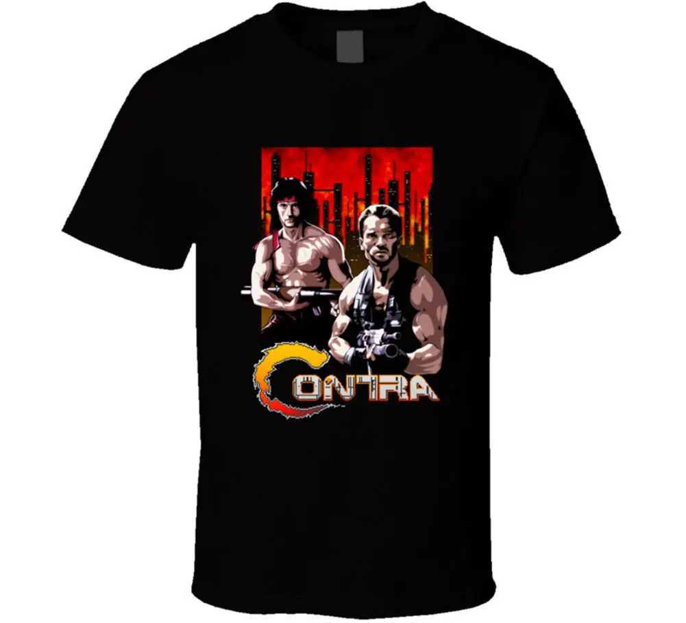 Новый Contra видео игры Для мужчин черный футболка|Футболки| |