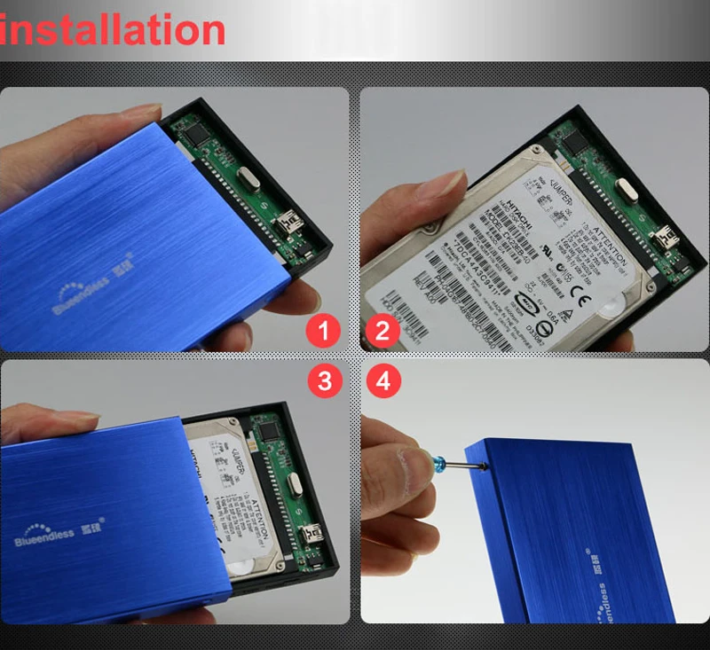 ide hdd box 2.5'' usb 2.0 hdd enclosure aluminum hard disk cases 2.5 inch disco duro caddy suit for 1TB 9.5 mechanical hard disk (14)