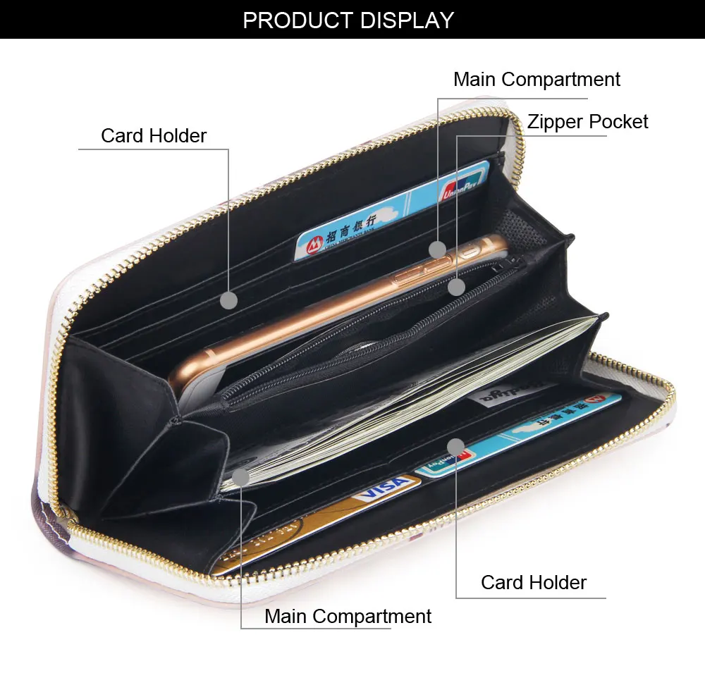 Badiya женский модный длинный кошелек с принтом из искусственной кожи, Женский держатель для карт, кошельки, Большой Вместительный клатч, сумка для телефона, повседневный кошелек для денег