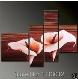 

Modern Abstract Red New Morning Glory Tulips Flower Oil Painting On Canvas 4 Panel Art Set Home Wall Decorative For Living Room