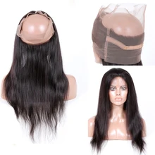 360 Lace Virgin Hair 8A Brazilian 360 lace frontal Human Hair lace frontal closure Straight 360 Closure Pre Plucked Lace Frontal