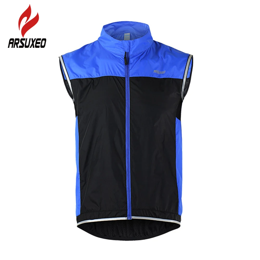ARSUXEO الدراجات سترة بلا أكمام الدراجات سترة يندبروف للماء MTB دراجة دراجة تنفس ملابس عاكسة