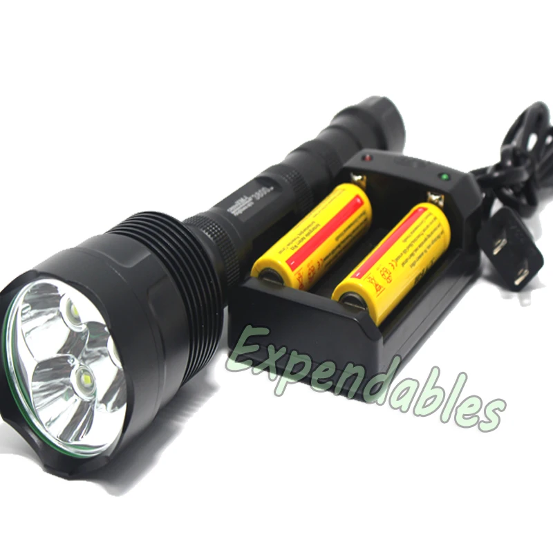 

3T6 3800 lumens flashlight 3 x XM-L 5-Mode 3 * LED Flashlight Torch Lamp Torch + 2x 18650 5000 mah battery+charger
